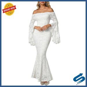 Off Shoulder Floral Lace Maxi Dress Formal Maternity Wedding Party